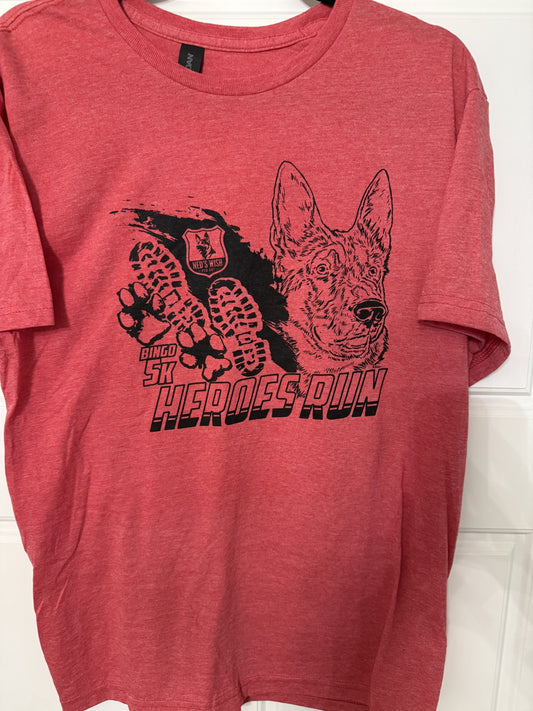 Ned's Wish Heroes Run T shirt-Red